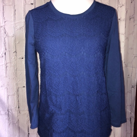 J Crew Eyelet Indigo Top | Small - Picture 1 of 4